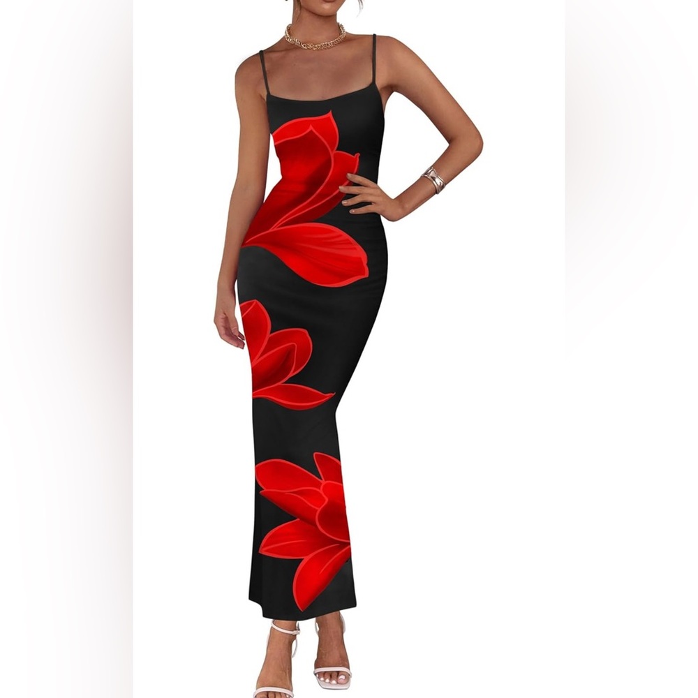 Womens Floral Maxi Dress
Summer Sexy Spaghetti Strap Slip Bodycon Vacation Dress
